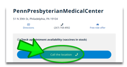click here to see how to schedule a vaccine appointment at Peen Presbyterian Medical Center