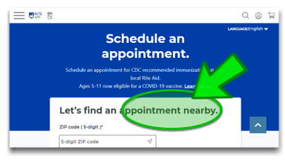 click here to see how to schedule a vaccine appointment at Rite Aid
