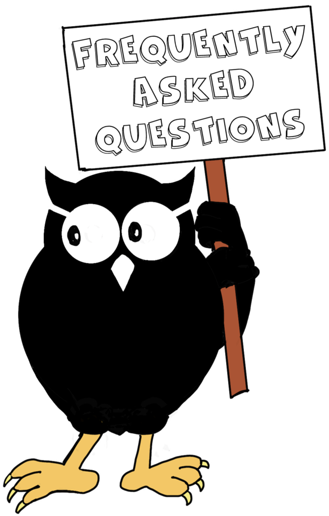 Owl with FAQ sign