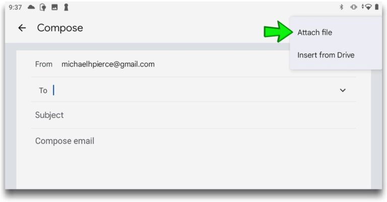 image of gmail page with the "type of attach" button highlighted